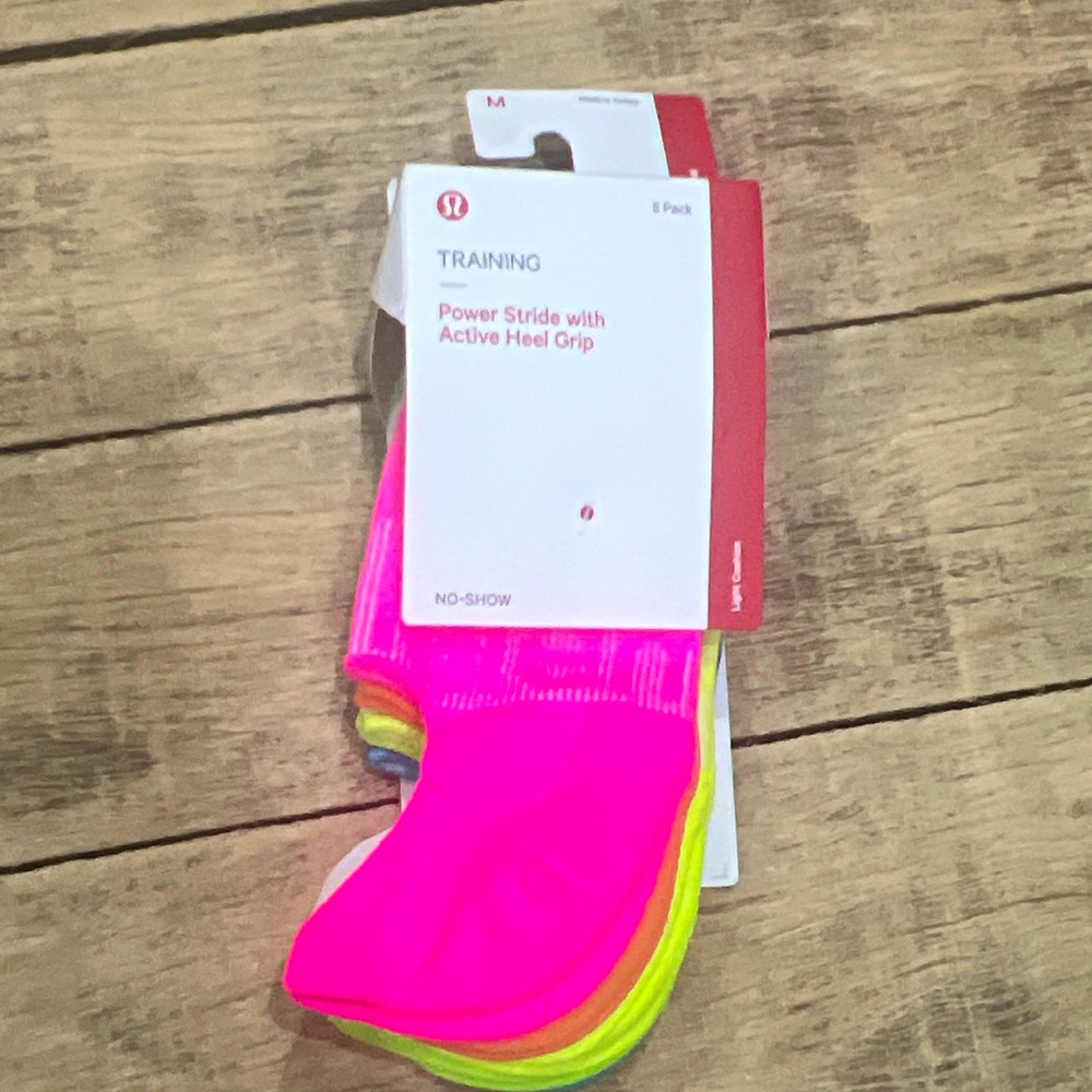 lululemon Training No-Show Socks 5 Pairs M Multicolor Active Heel Grip Cushion